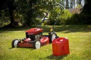 gas powered lawn mower and canister gas
