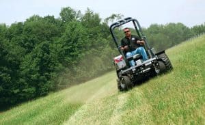 zero turn mower mowing slope sideways