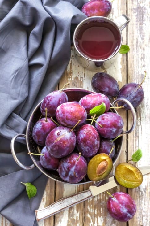 Fresh plums and Plum juice
