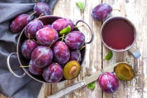 Plums and juice